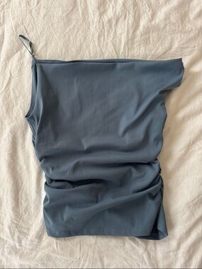 Zara Slate Blue One-Shoulder Top